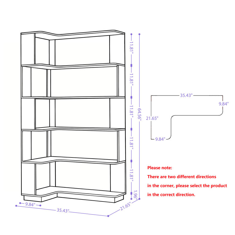 Ensemble de bibliothèque d'angle de 90 cm et bibliothèque de 80 cm - Tour de rangement modulaire brun foncé avec tablettes réglables pour le bureau personnel