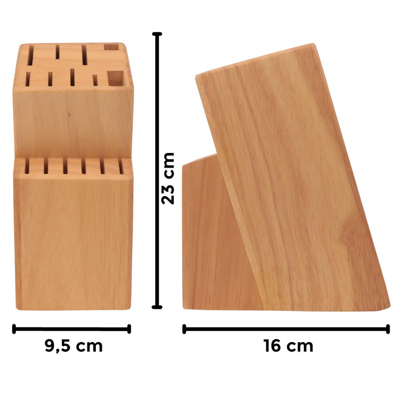 Porte-couteaux de cuisine élégant et robuste (15 fentes), Naturel