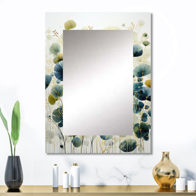 Blue Green Botanical Elegance - Modern Rectangular Wall Mirror