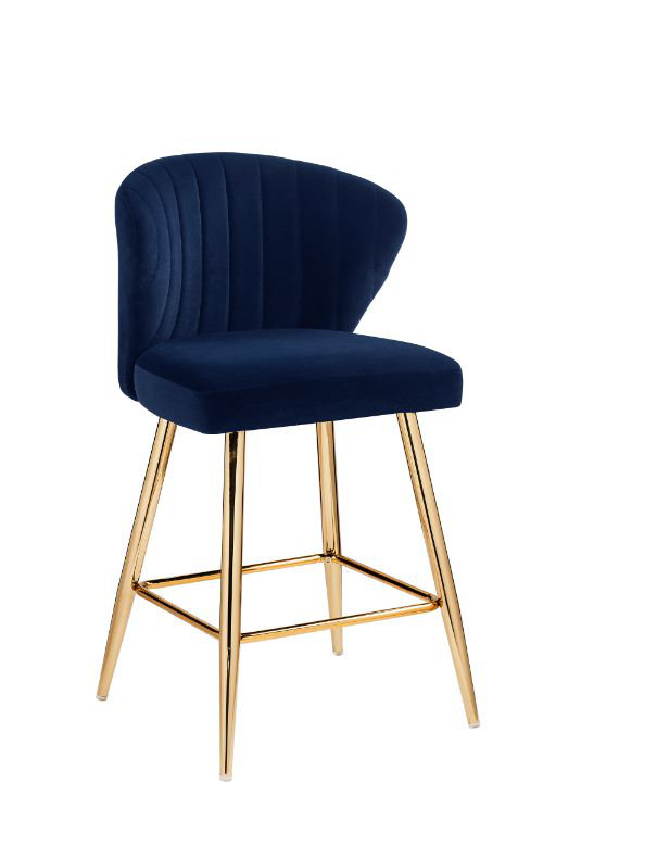 Chaise rembourrée bleu et or Rizgek