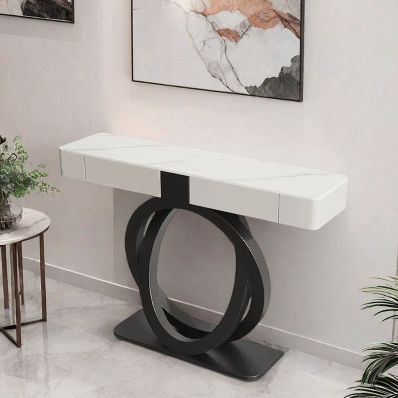 Console Nordic Light Luxury, H 36,2 po x l 39,4 po x P 13,8 po , Blanc, Noir