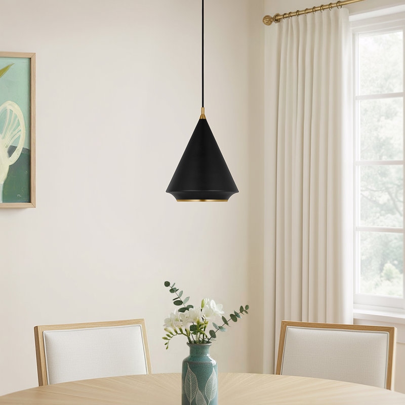 1 - Light Cone Pendant, Midnight Black, 19.63" H x 14.88" W x 14.88" D