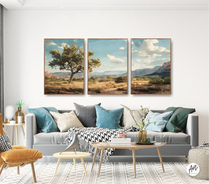 «Sedona Landscape», ensemble de 3 estampes, peinture de paysage, reproduction à motif neutre, décor de ferme, Arizona