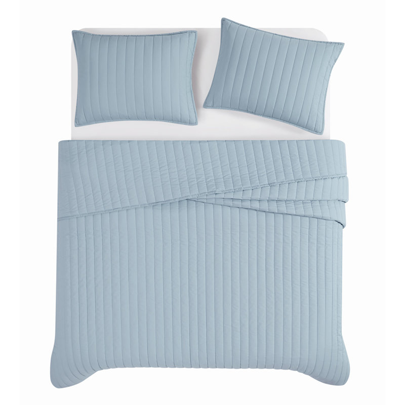 Cotton Standard Quilt, Full / Queen Quilt + 2 Standard Shams, Sky Blue