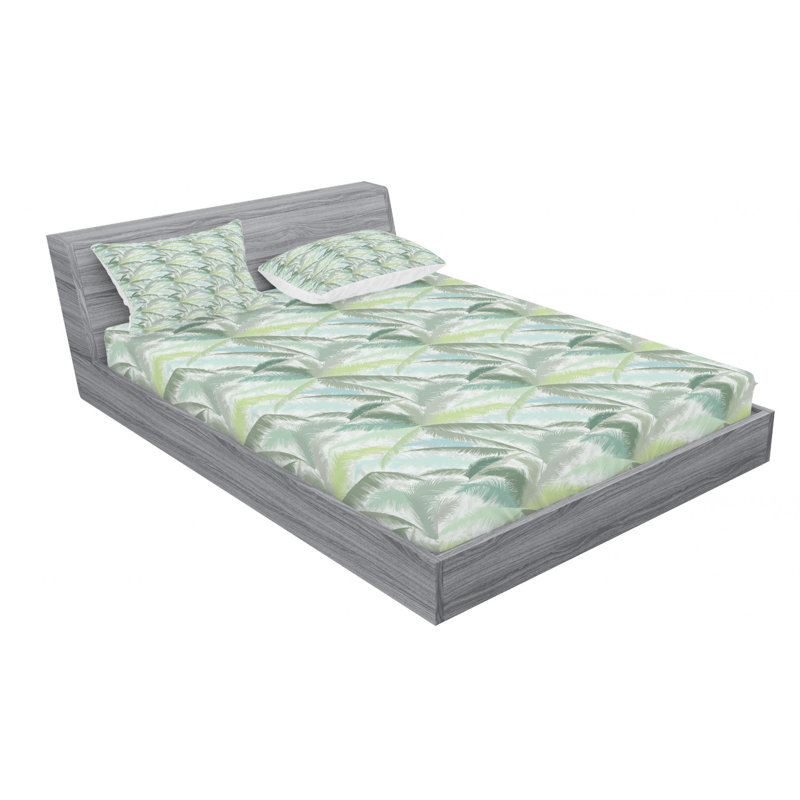 Palm Tree Microfiber Floral Sheet Set, Queen Sheet Set with Fitted Sheet