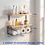 Harbour Housewares Floating Shelves with Wire Storage Basket - 3 Piece Set
