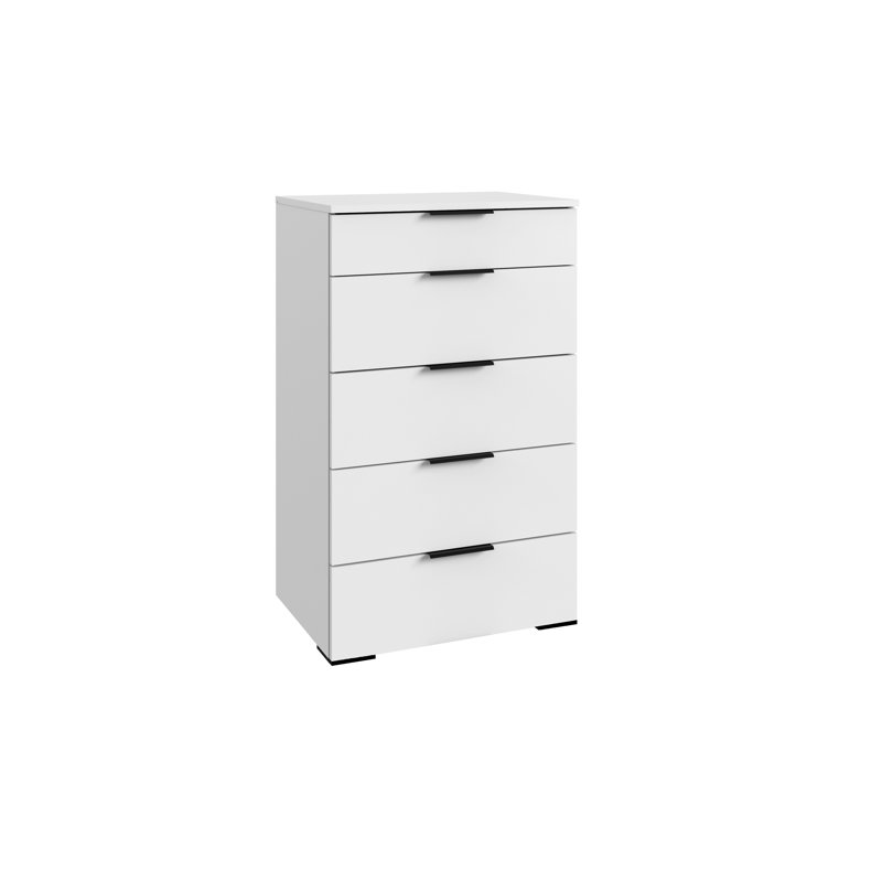 Garrelt 41cm W 5 - Drawer Chest of Drawers, White