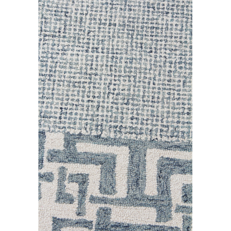 Caprice Oriental Handmade Wool Aqua Area Rug, Aqua/Silver, Rectangle 10' x 14'