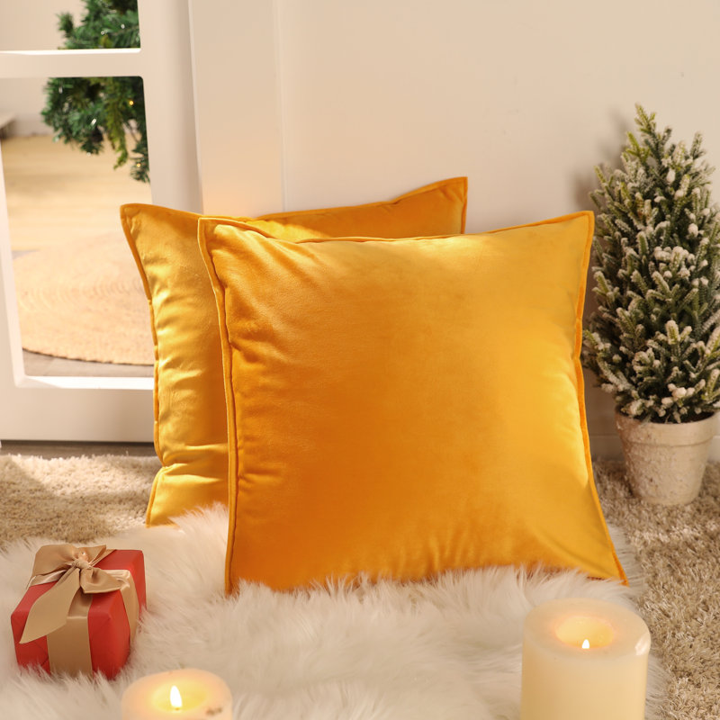 Fritch Square Cushion Cover, 60cm H x 60cm W x 1cm D, Gold Yellow