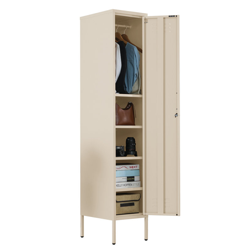 Oberdan 1 -Door 4 -Shelf Storage Cabinet, Cream