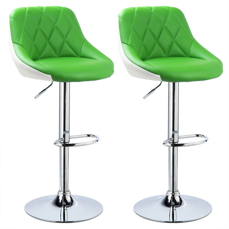 Dequay Swivel Bar Stool, Green/White