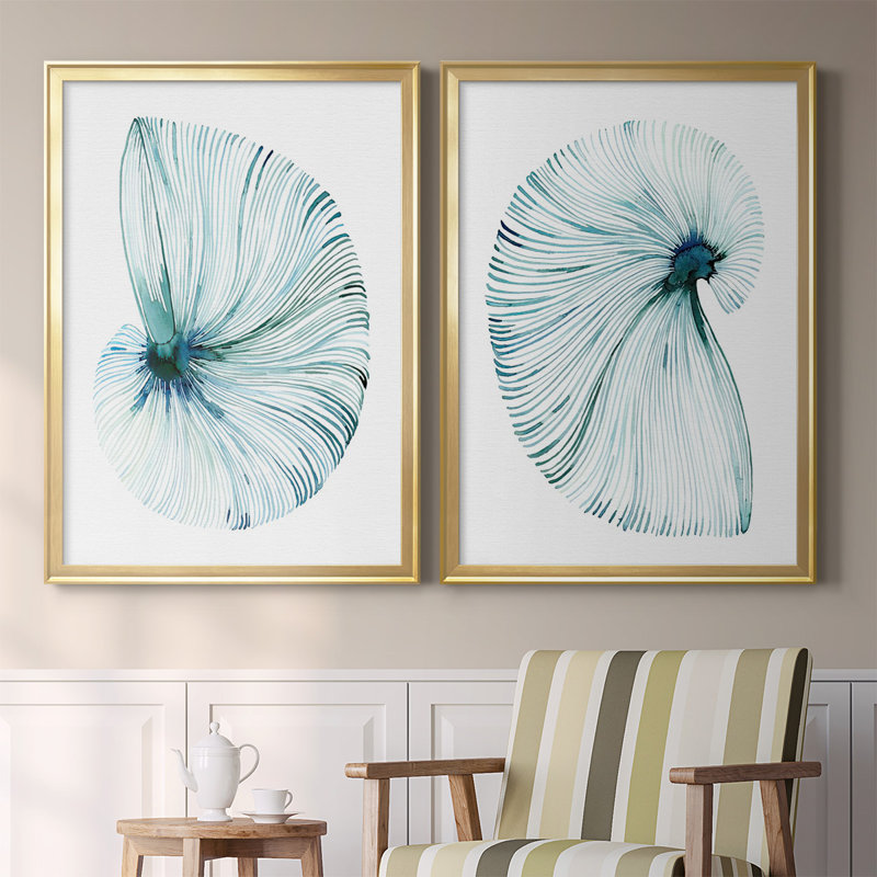 "Eye Of The Ocean I" 2-Piece Painting Print, Gold, 36.5" H x 53" W x 1.25" D