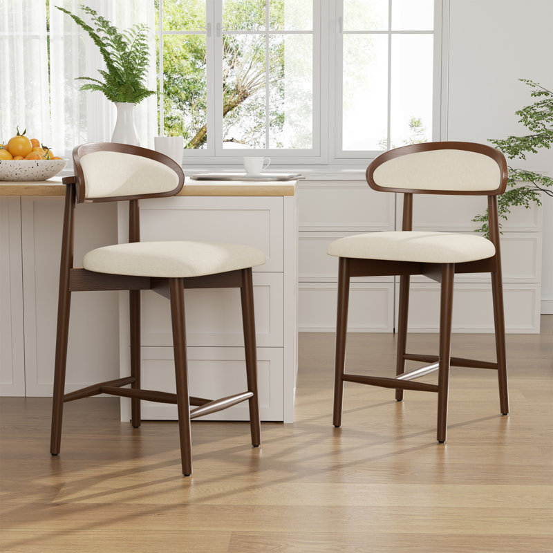 Upholstered Solid Wood Dining Chair With Footrest - Stylish And Comfortable Side Chair, Beige