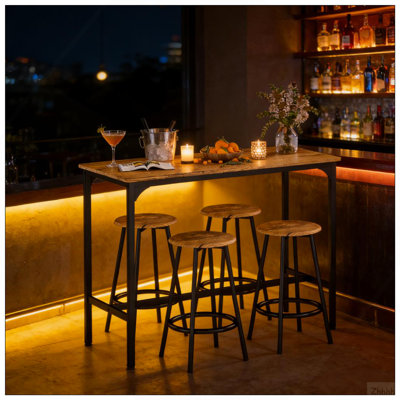 Table with Stools,Kitchen Table 4 Chairs,5-Piece Counter Height Bar Table and Chairs Set
