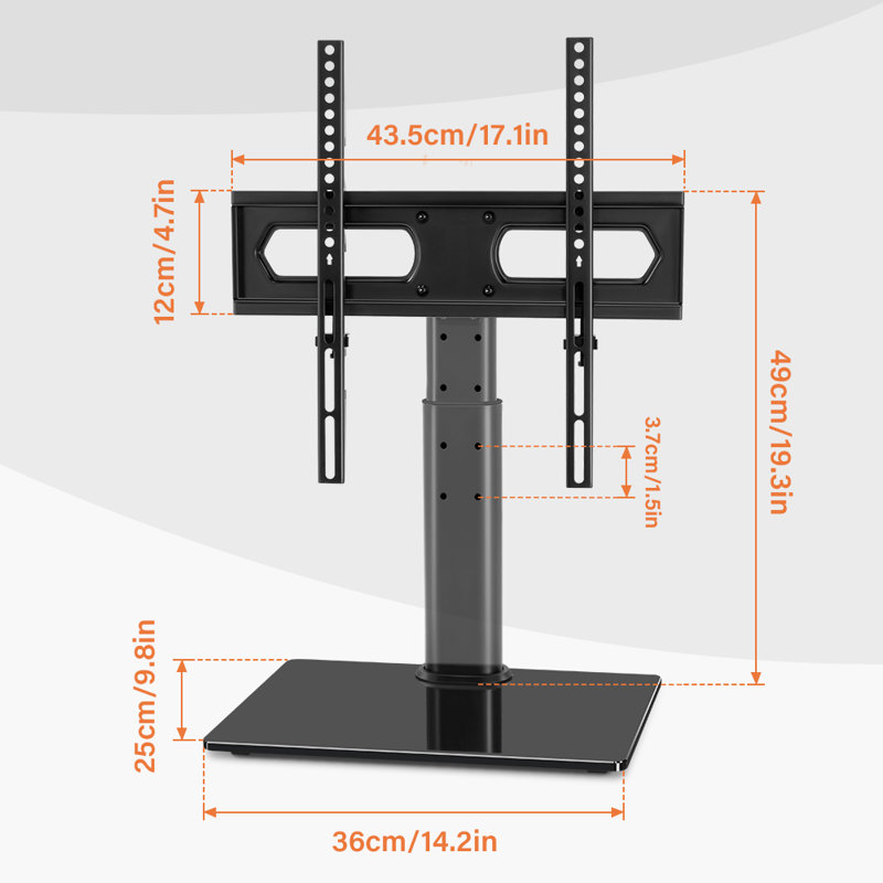 KKTONER Height Adjustable Universal TV Stand Base Mount Tabletop TV Stand for 27 to 60 inch TV