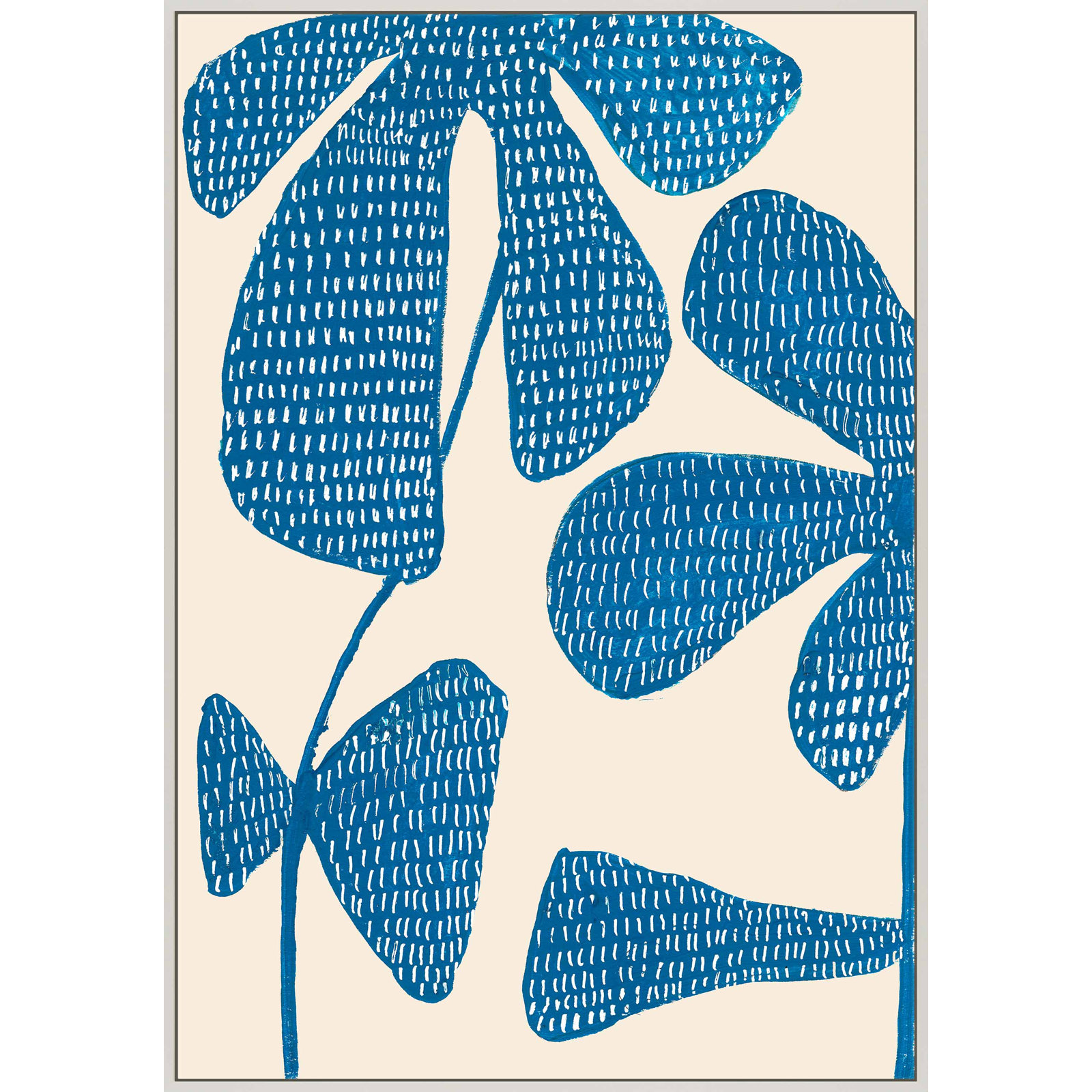 Ceramic Blue 3 Print by Andrea Stokes, 38" H x 26.5" W, White Picture Framed Canvas