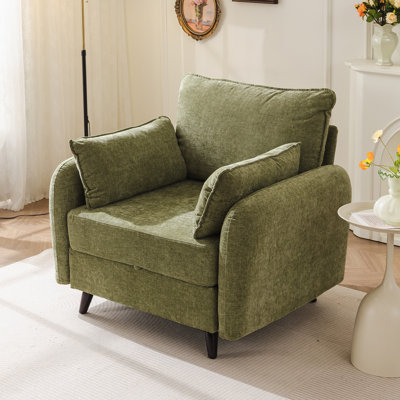 42.5'' Oversized Accent Chair with Under-seat Storage,Mid-Century Chenille Armchair with 2 Throw Pillow,24.5'' Deep Seat,Reading Chair For Living Room,Bedroom