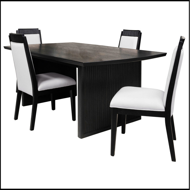Ensemble de salle à manger noir Mason 5 pièces avec rallonge, alliant élégance et polyvalence pour une vie moderne