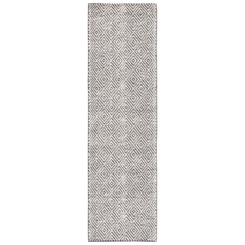 Tapis noir / crème en laine tissé à la main Laurean Ralph Lauren Eleanora, Tapis de couloir 2 pi 3 po x 12 pi