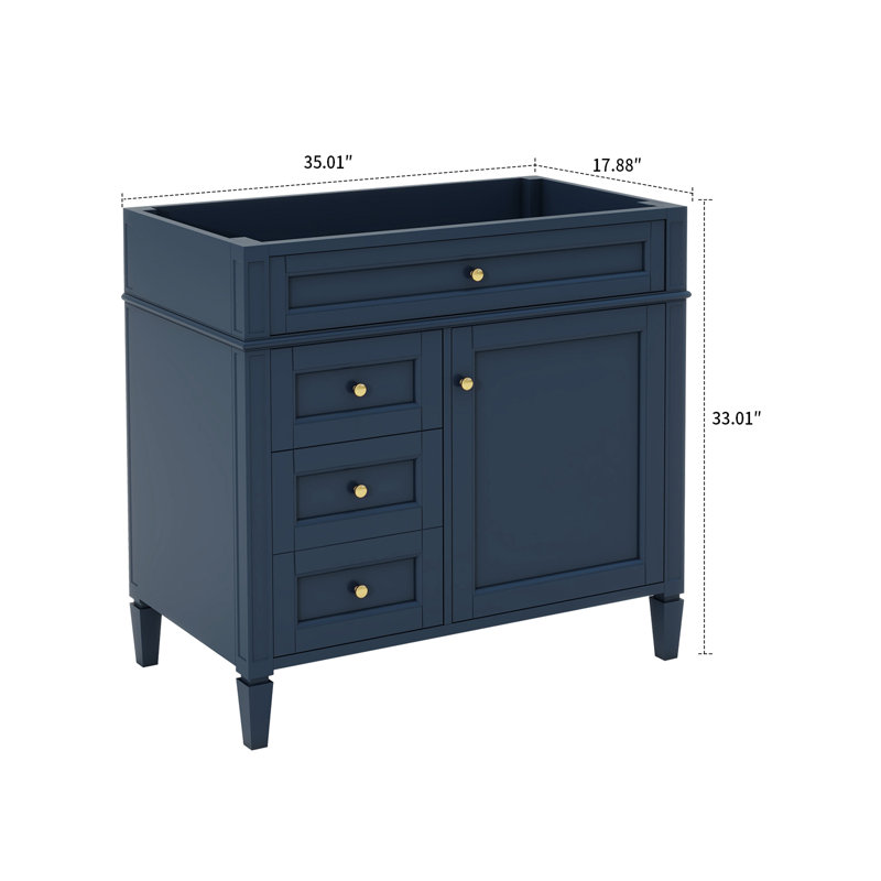 Meuble-lavabo autoportant en bois Modern Classic - sans lavabo supérieur, Bleu très foncé