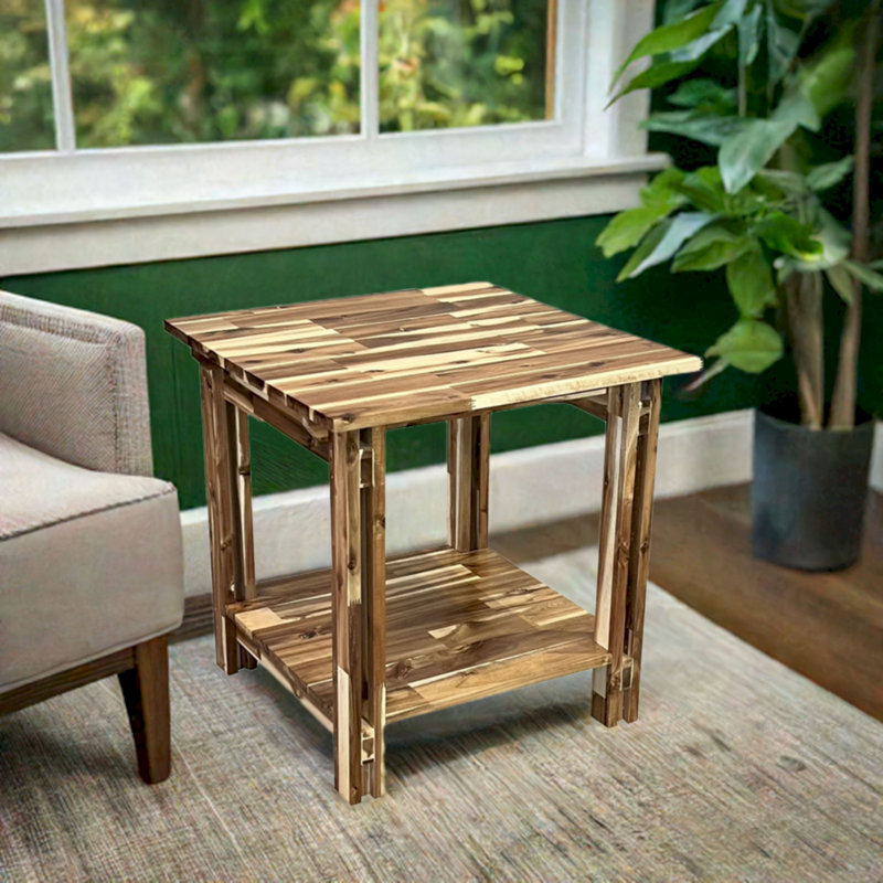 Damius Solid Wood End Table, Natural