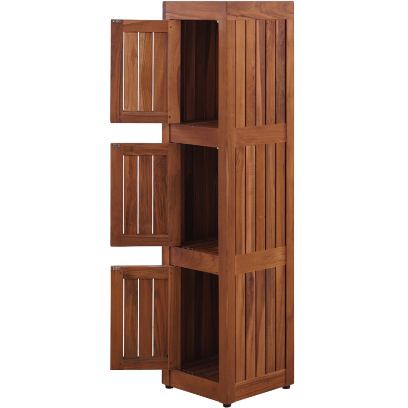 Sula Three-Level Teak Tower Floor Cabinet