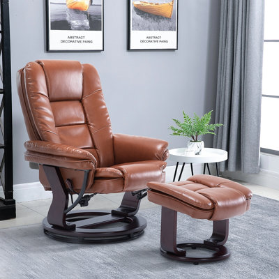 Shebeen Faux Leather Swivel Recliner