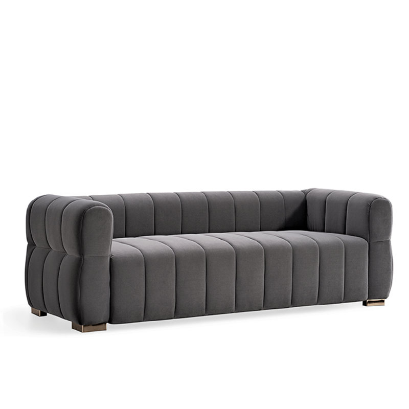 89'' Velvet Sofa, Gray