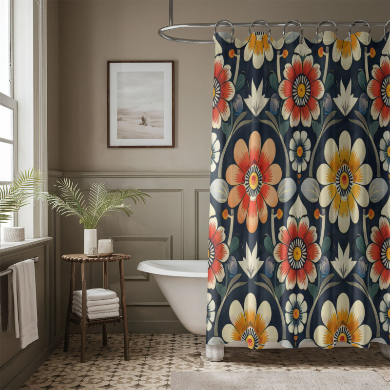 Circular Gardens - Rideau de douche Premium, H 74 po x l 71 po