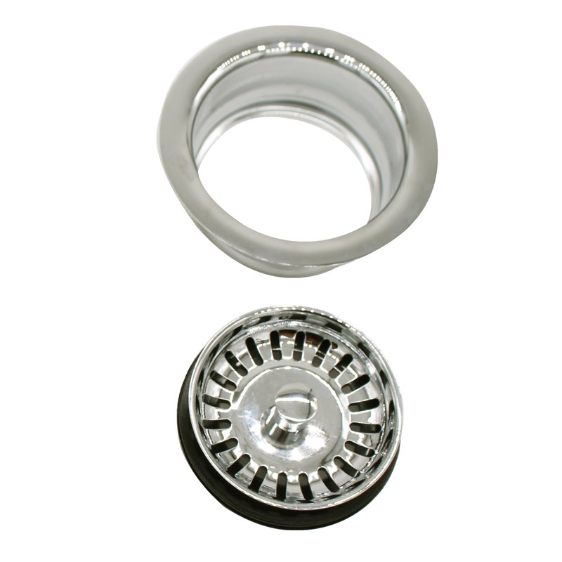 3-1/2" Kitchen Sink Waste Disposal Drain Flange and Basket Strainer, Polished Nickel