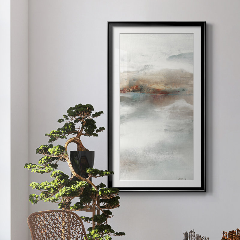 «Rising Veil V», reproduction d'art, H 14,5 po x l 26,5 po x P 1,5 po, Papier encadré noir, Blanc