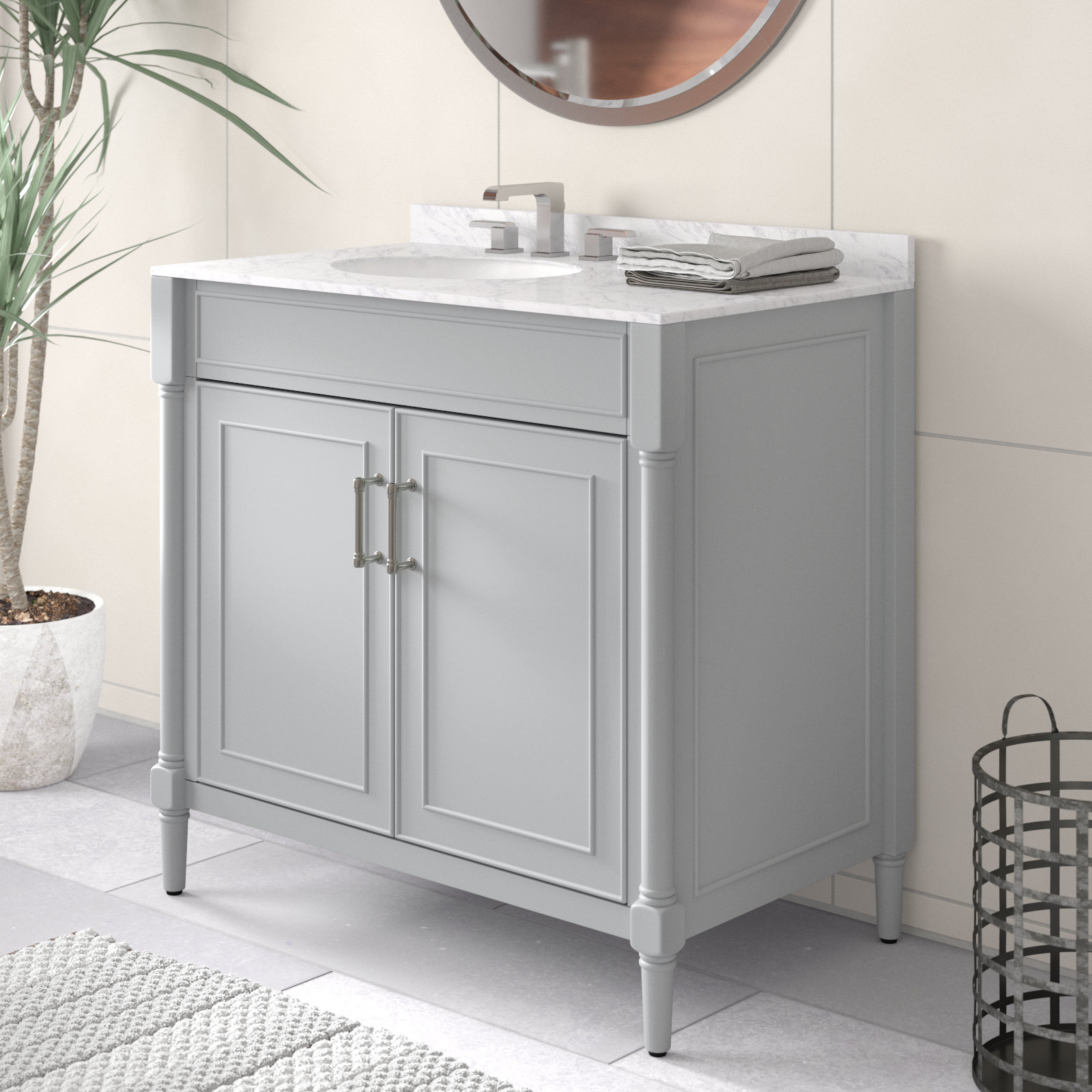 Addison 36'' Single Bathroom Vanity Base, Light Gray