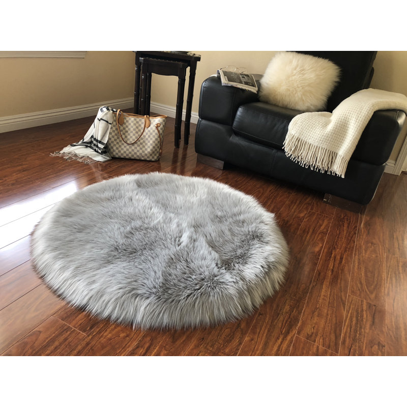 Tapis gris clair Whitcher, Rond 12 pi