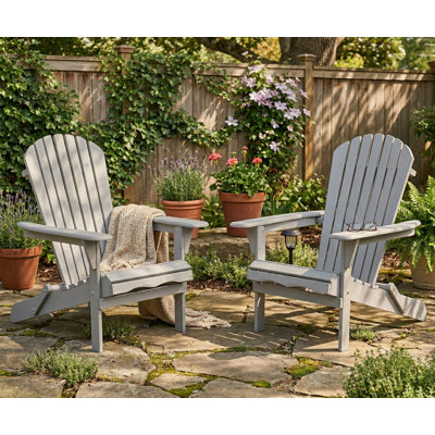 Ensemble de 2 chaises longues en bois massif pour le jardin, la pelouse et la cour