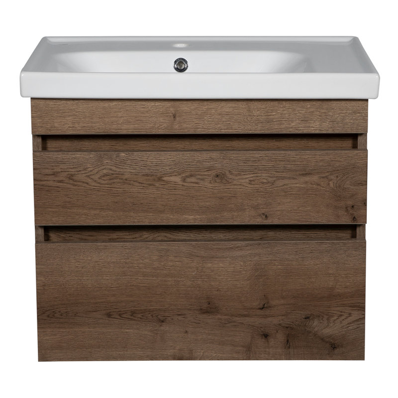 Ensemble de meuble-lavabo mural simple 39,6 po avec plateau en céramique avec miroir Jaisy