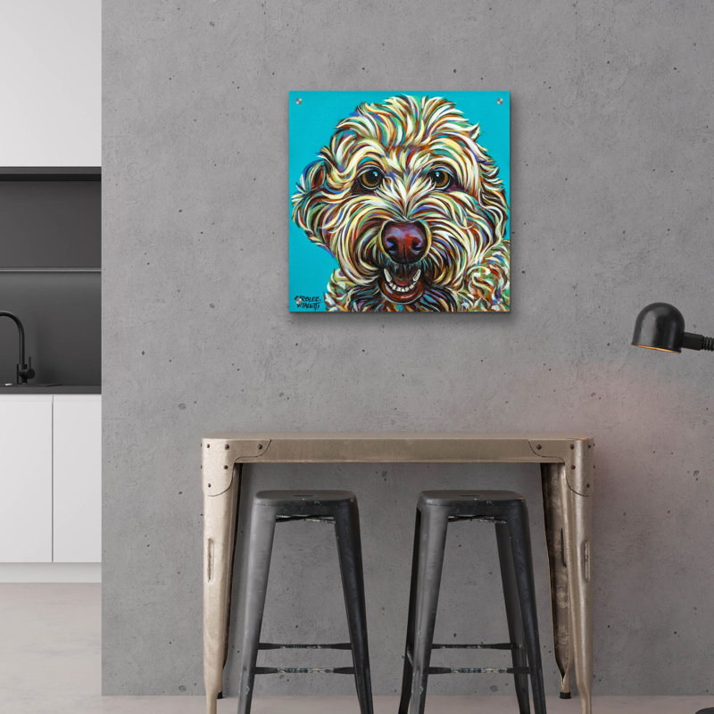 «Kaleidoscope Dog 4» par Carolee Vitaletti, art mural en verre acrylique, H 24 po x l 24 po x P 0,2 po
