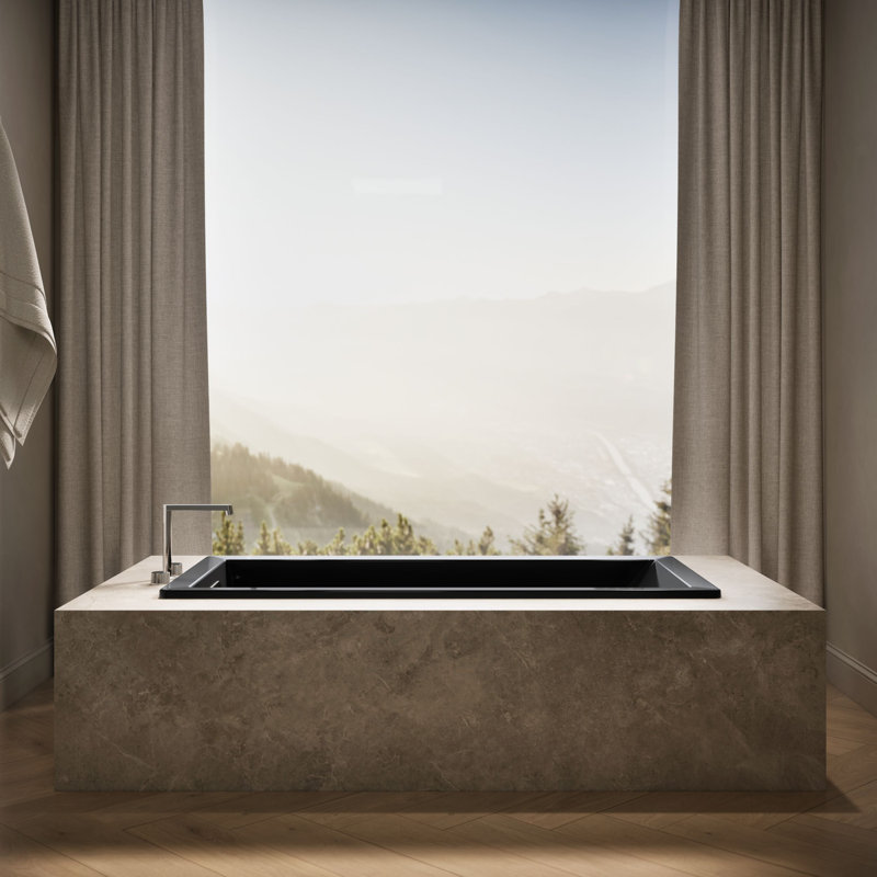 Underscore 66" x 32" Undermount Soaking Acrylic Bathtub, Black