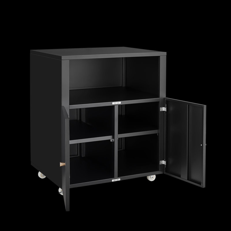 Classeur de bureau avec roulettes, classeur mobile avec tablette ouverte, Noir