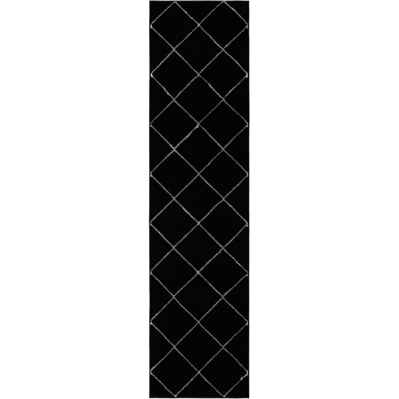 Contemporary Etowah Rug Black and Silver Color, Rectangle 4'1" x 6'1"