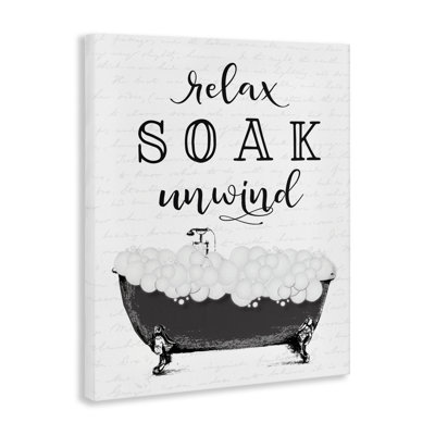 Soak Unwind Bubble Bath Canvas, design by Lettered and Lined