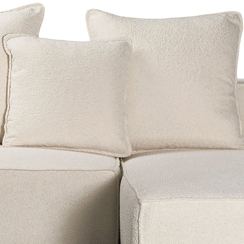 79'' Wide Right Hand Facing Sectional Stationary Corner Sectional, Right Hand Facing, Natural White Boucle