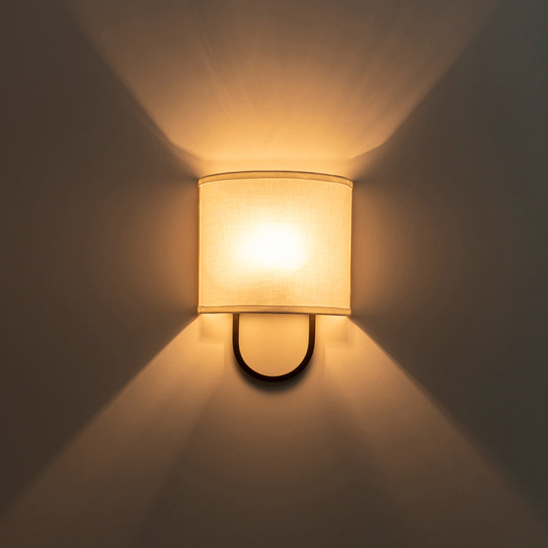 1-Light Coastal Style Fabric Wall Sconce, Oil Rubbed Bronze