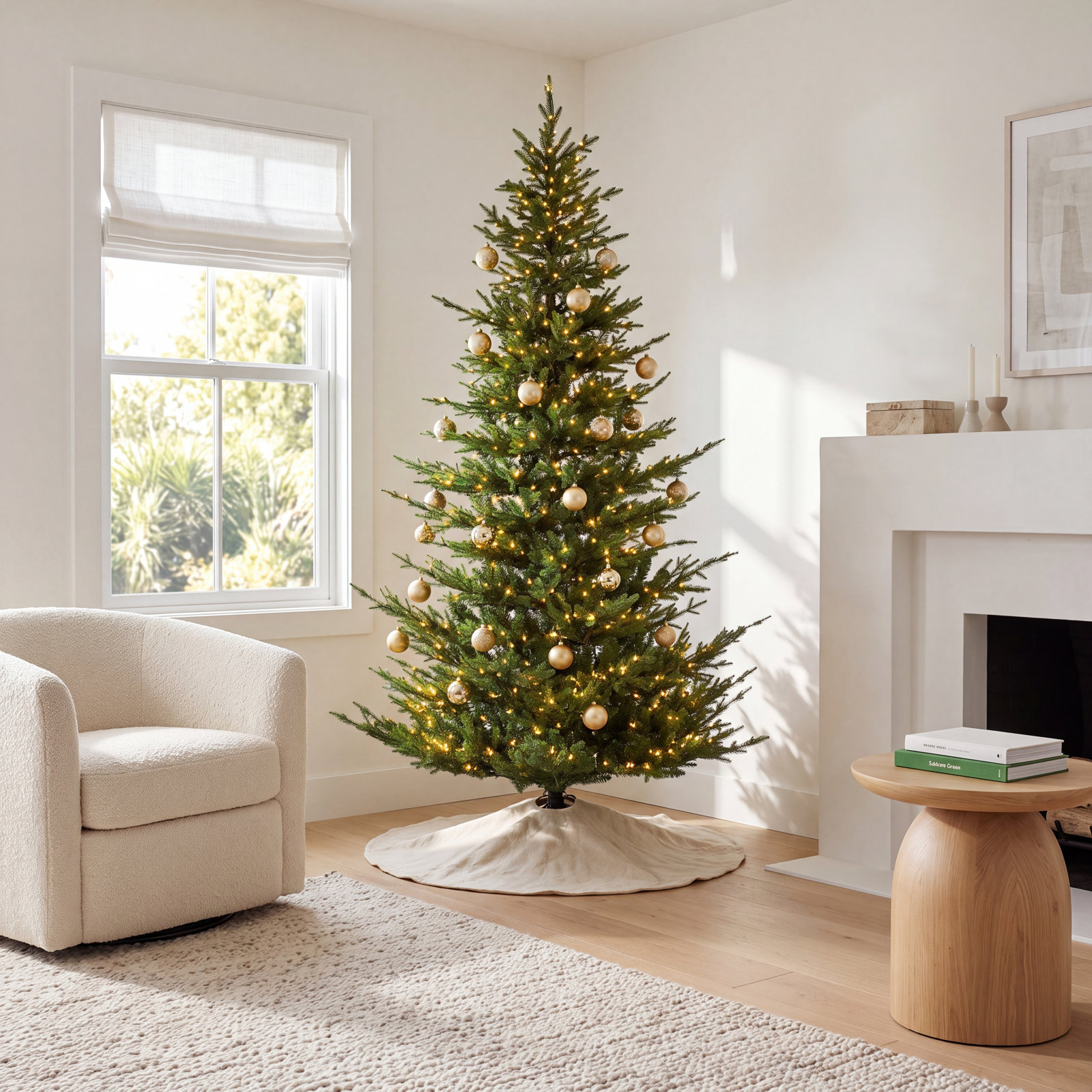 White 7.5' Pre-Lit Fir White Christmas Tree