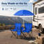  Ensemble de chaises de camping doubles pliables avec parasol amovible et table de rangement centrale