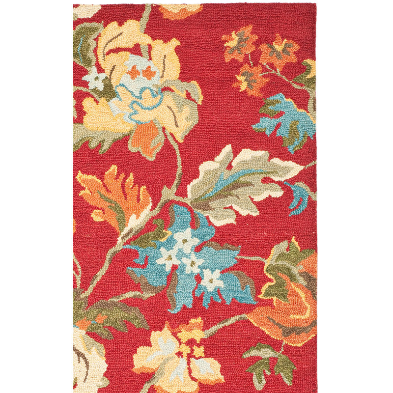 Tapis floral en laine crocheté à la main Emrick Blossom, Rectangle 8 pi 9 po x 12 pi