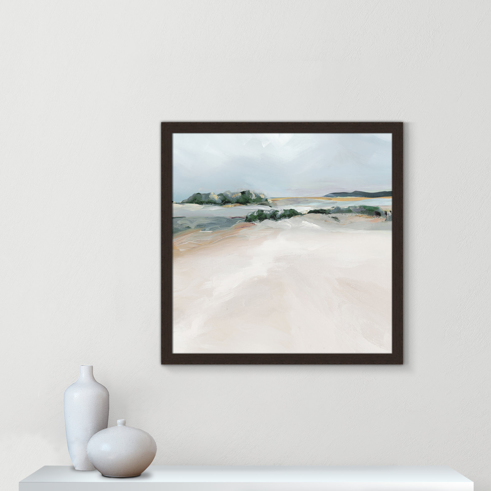 Anelis "Shimmering Path" Painting, 28.5" H x 28.5" W x 1.12" D, Walnut Framed