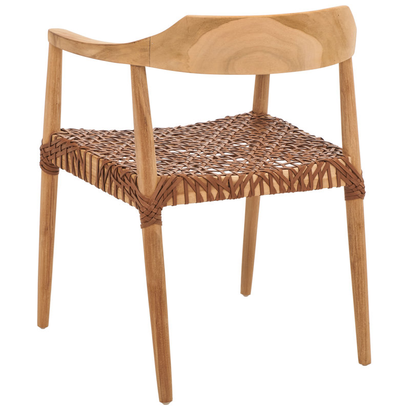 Bruna 22'' Wide Dinning Chair, Unfinished Natural, Cognac Genuine Leather