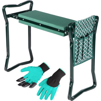 Garden Stool and Kneeler - 11x23x16-Inch Foldable Seat and Garden Bench with Tool Pouch