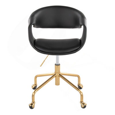 Task Chair In Gold Metal And Faux Leather