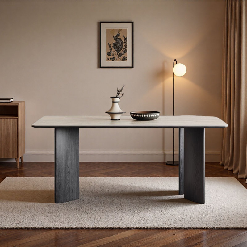 Table en pierre frittée French French, H 29,5 po x l 63 po x P 31,5 po